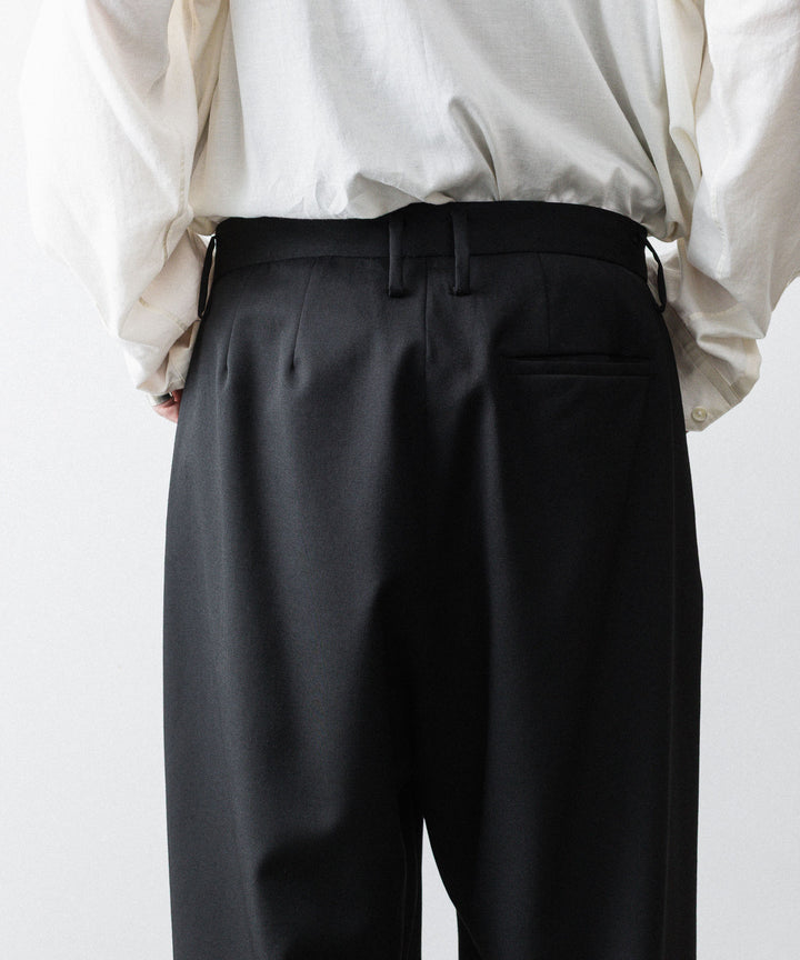 nakedgauge(ネイキッドゲージ)のWOOL GABARDINE 3PLEAT WIDE SLACKS - BLACKの公式通販サイトsession福岡セレクトショップ