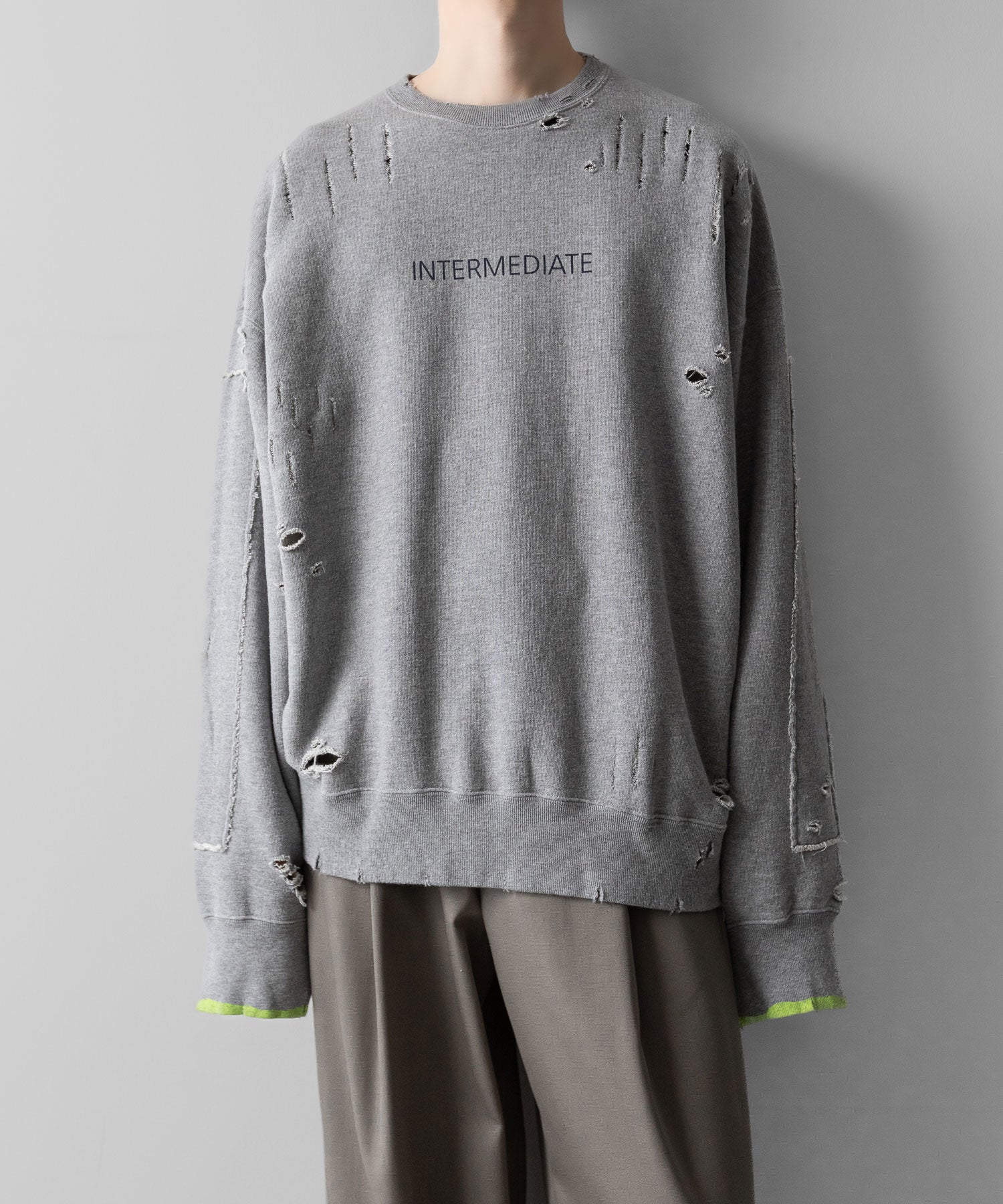 【ssstein】OVERSIZED REBUILD SWEAT LS - TOP GREY