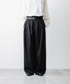 【nakedgauge】 WOOL GABARDINE 3PLEAT WIDE SLACKS - BLACK