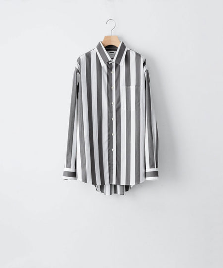 【REVERBERATE】REGULAR COLLAR SHIRT-ST - WHITE×CHARCOAL