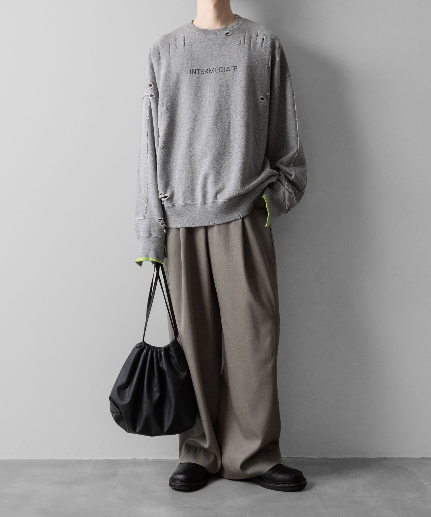 【ssstein】OVERSIZED REBUILD SWEAT LS - TOP GREY