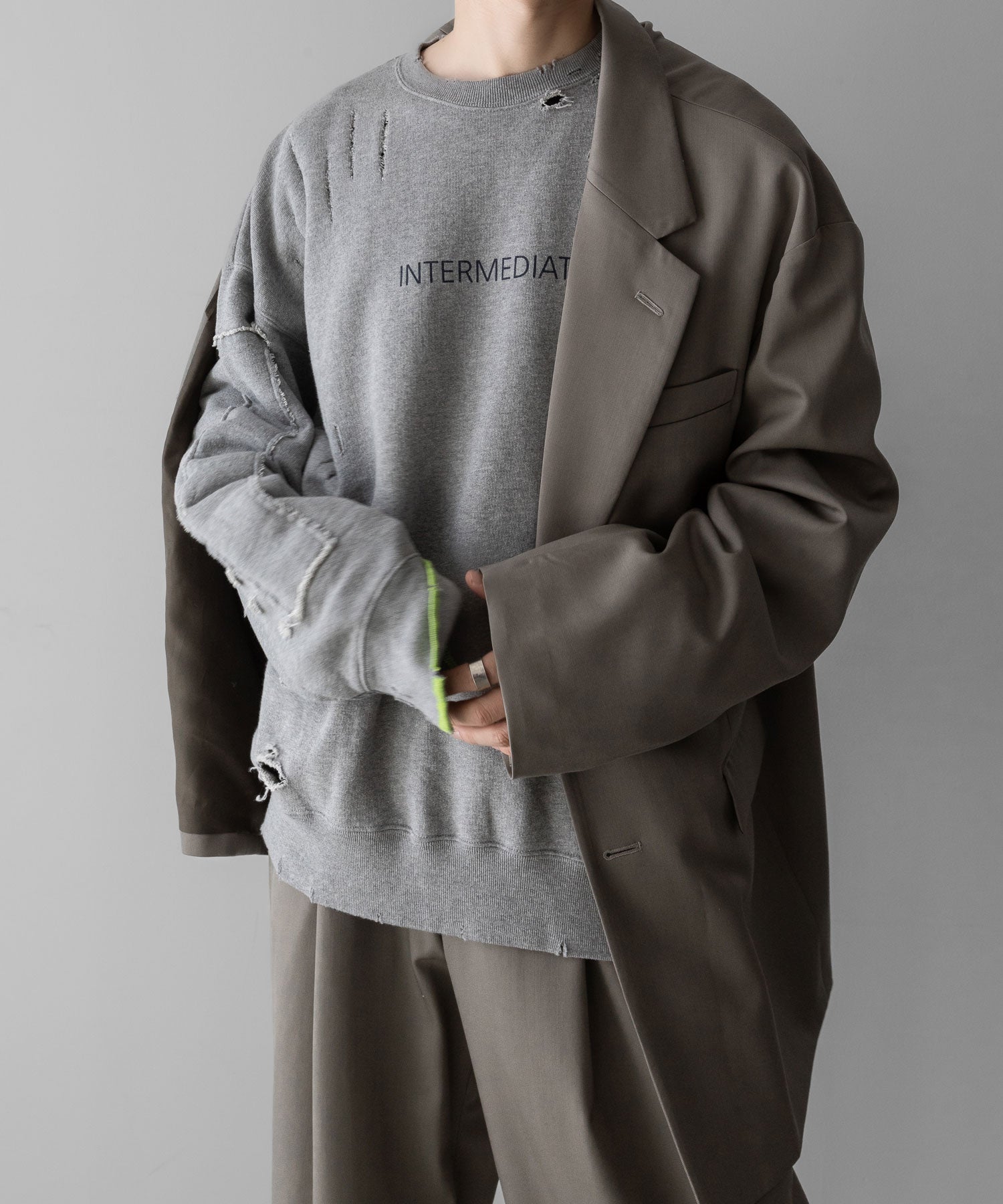 【ssstein】OVERSIZED REBUILD SWEAT LS - TOP GREY