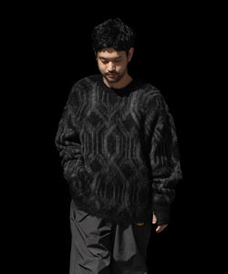 【ANTHEM A】ALPACA WOOL INTASIA KNIT PULLOVER - BLACK