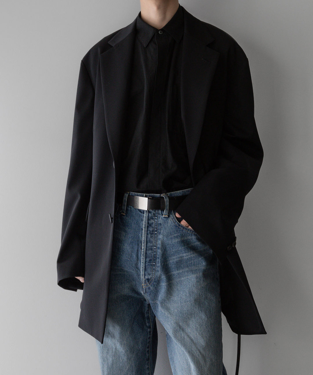 stein(シュタイン)の24SSコレクションLEATHER BELT ( PLAIN BUCKLE )のBLACK公式通販サイトsession福岡セレクトショップ