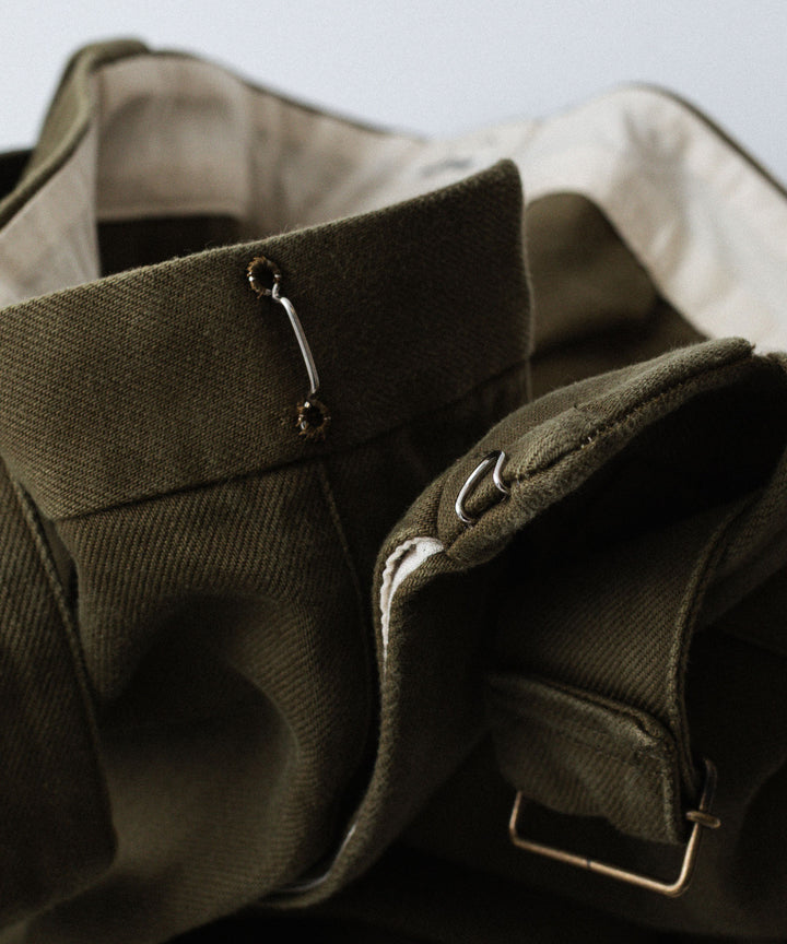 【INTÉRIM】   HEAVY PIMA TWILL  BELTED MIL BAGGY TROUSER - ARMY GREEN