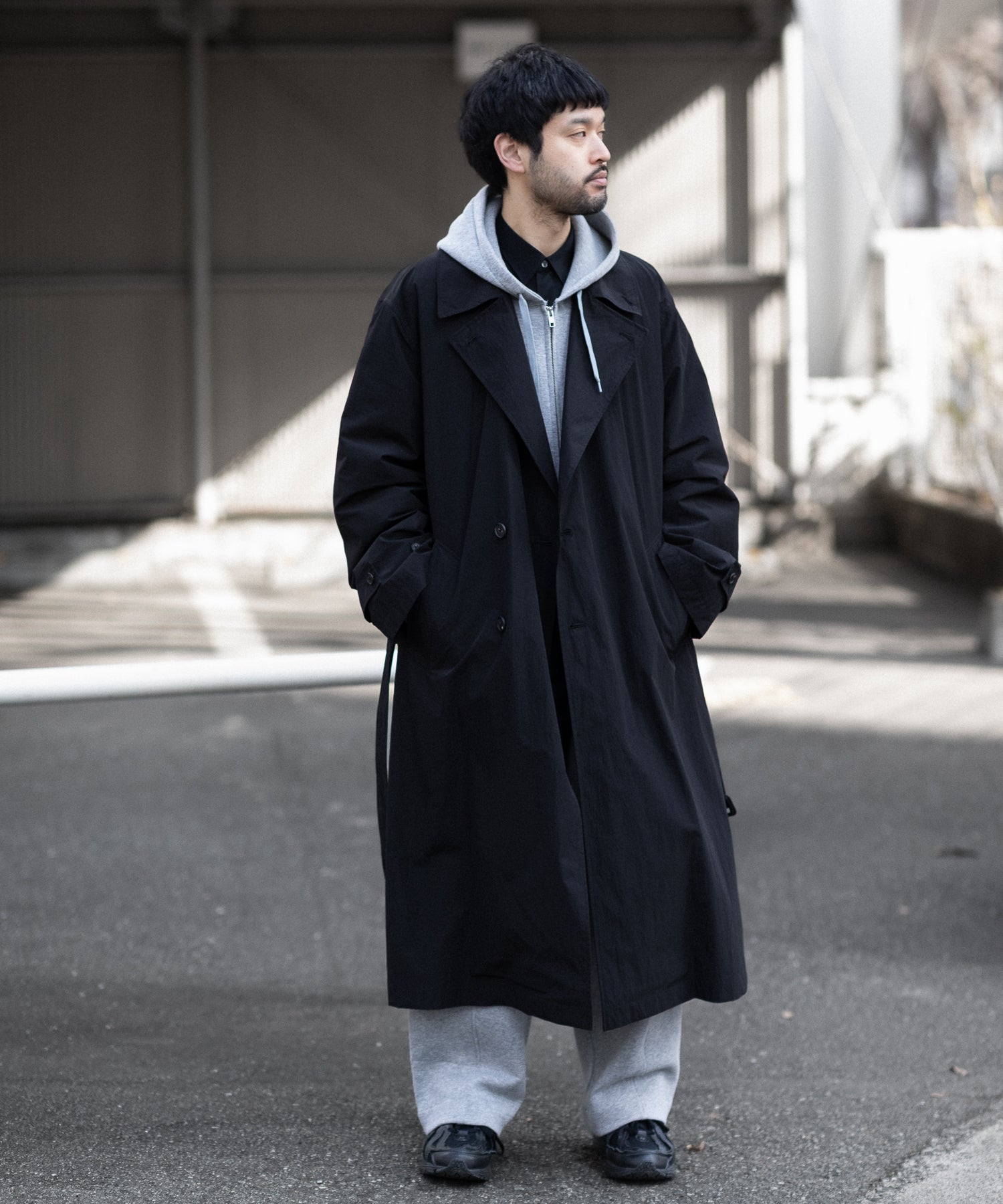 ssstein(シュタイン)のWINDPROOF NYLON DOUBLE BREASTED COAT - BLACK 公式通販サイトsession福岡セレクトショップ