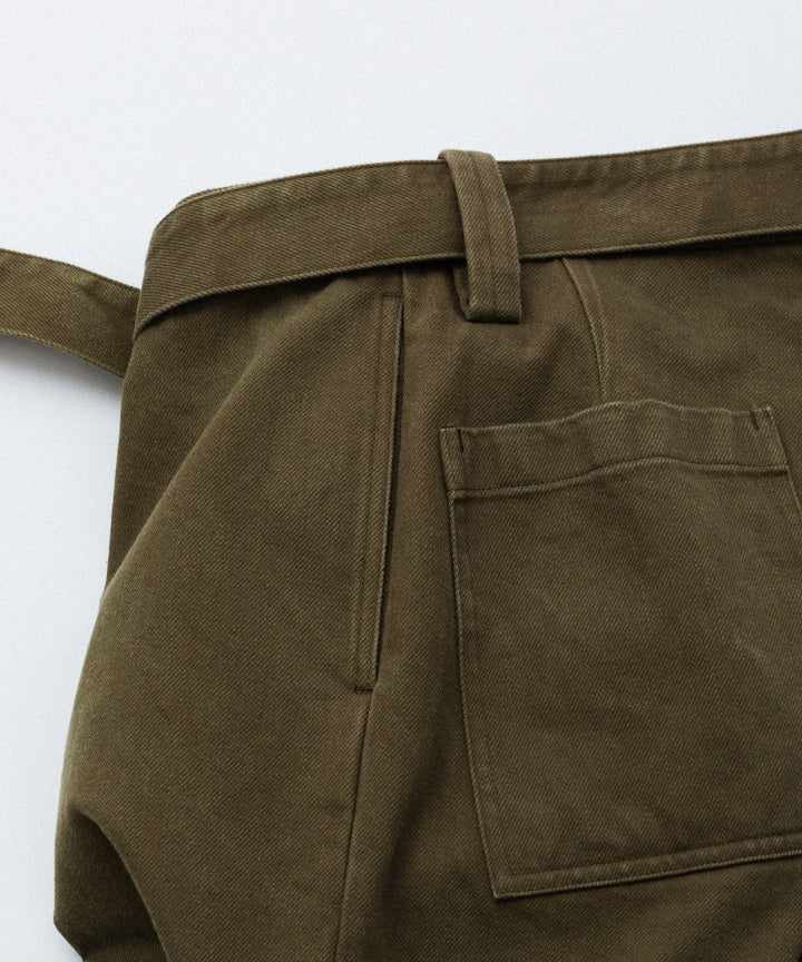 【INTÉRIM】   HEAVY PIMA TWILL  BELTED MIL BAGGY TROUSER - ARMY GREEN