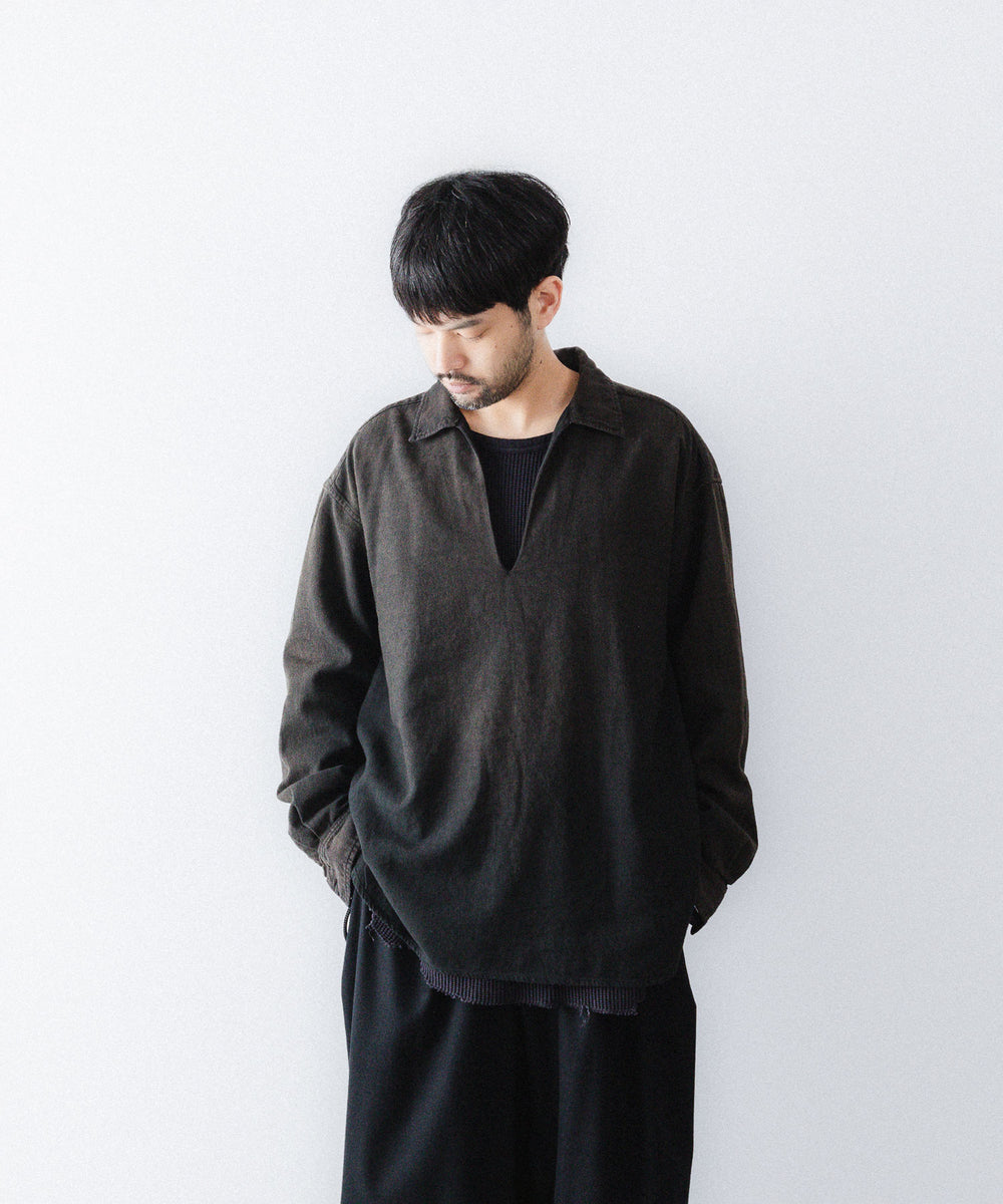 concause-コンコースのSKIPPER SHIRT(SOLID)のBLACK公式通販サイトsession福岡セレクトショップ