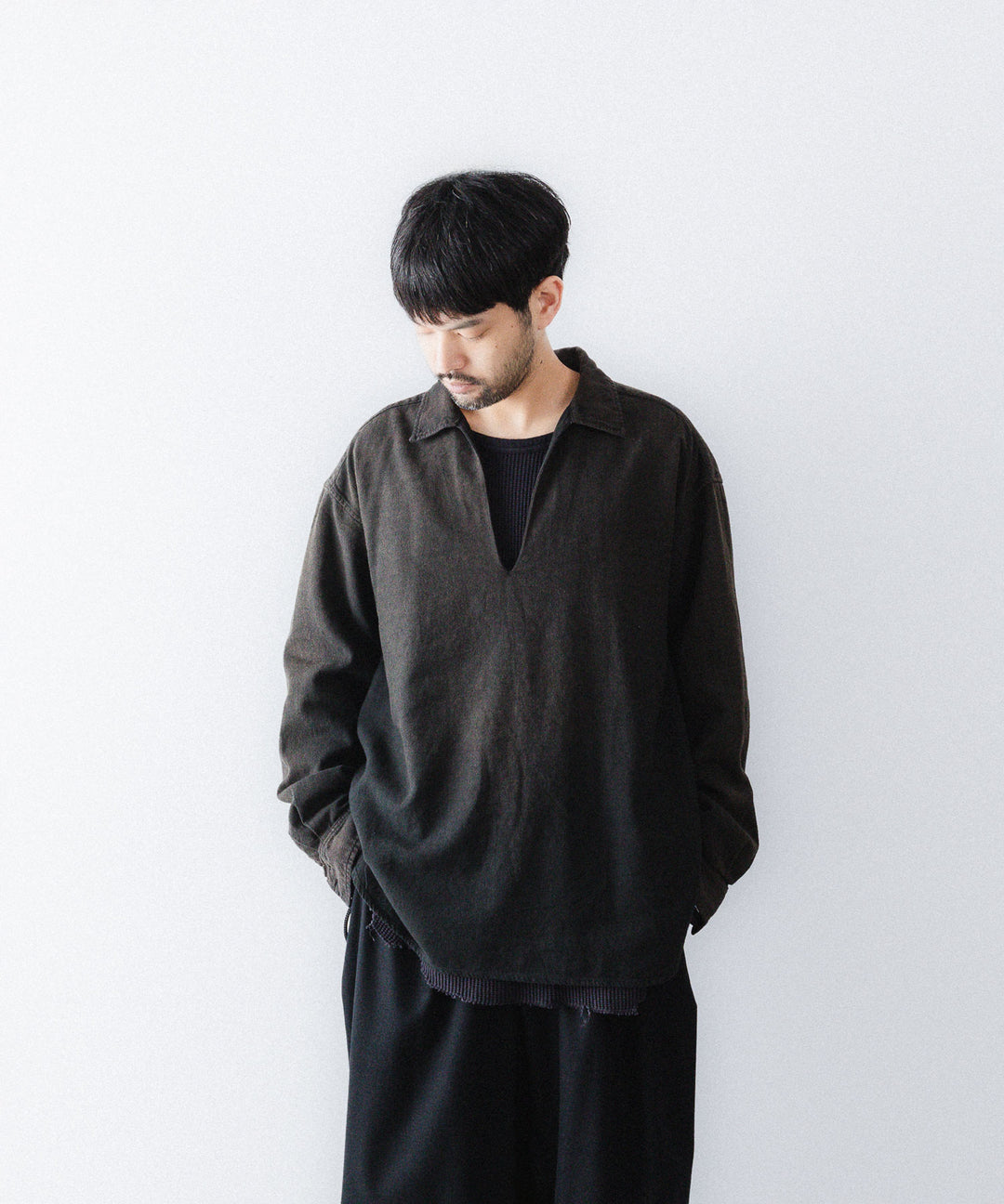 concause-コンコースのSKIPPER SHIRT(SOLID)のBLACK公式通販サイトsession福岡セレクトショップ