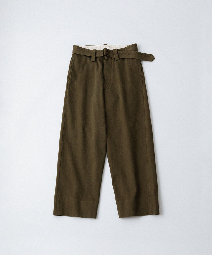 【INTÉRIM】   HEAVY PIMA TWILL  BELTED MIL BAGGY TROUSER - ARMY GREEN