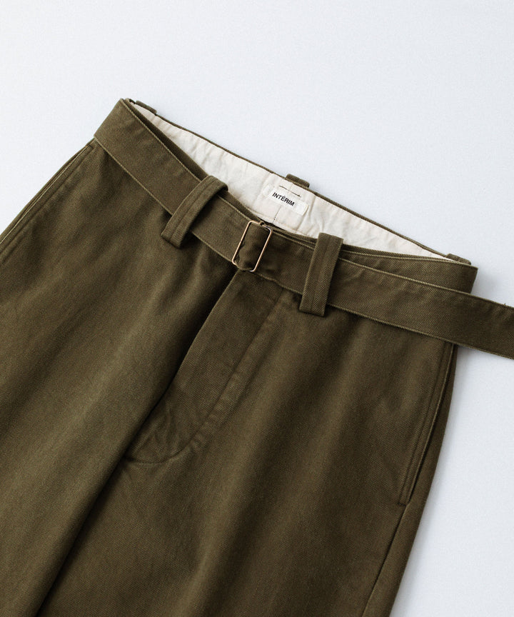 【INTÉRIM】   HEAVY PIMA TWILL  BELTED MIL BAGGY TROUSER - ARMY GREEN