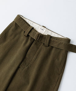 INTÉRIM/インテリム】HEAVY PIMA TWILL BELTED MIL BAGGY TROUSER