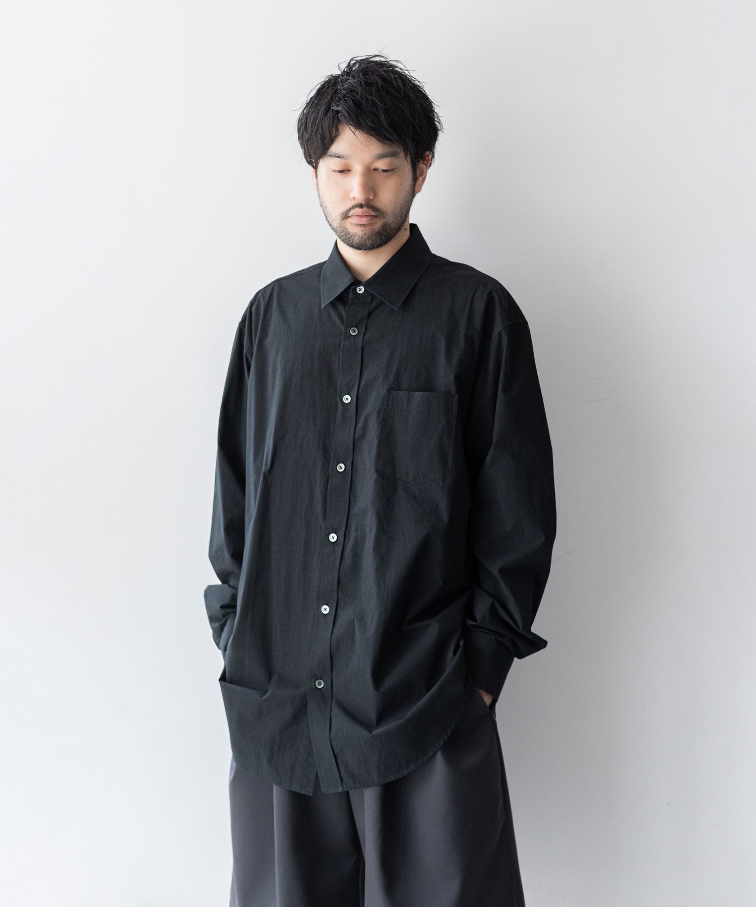 Stein シャツ 黒 ブラック オーバーサイズシャツ シュタイン YOKE