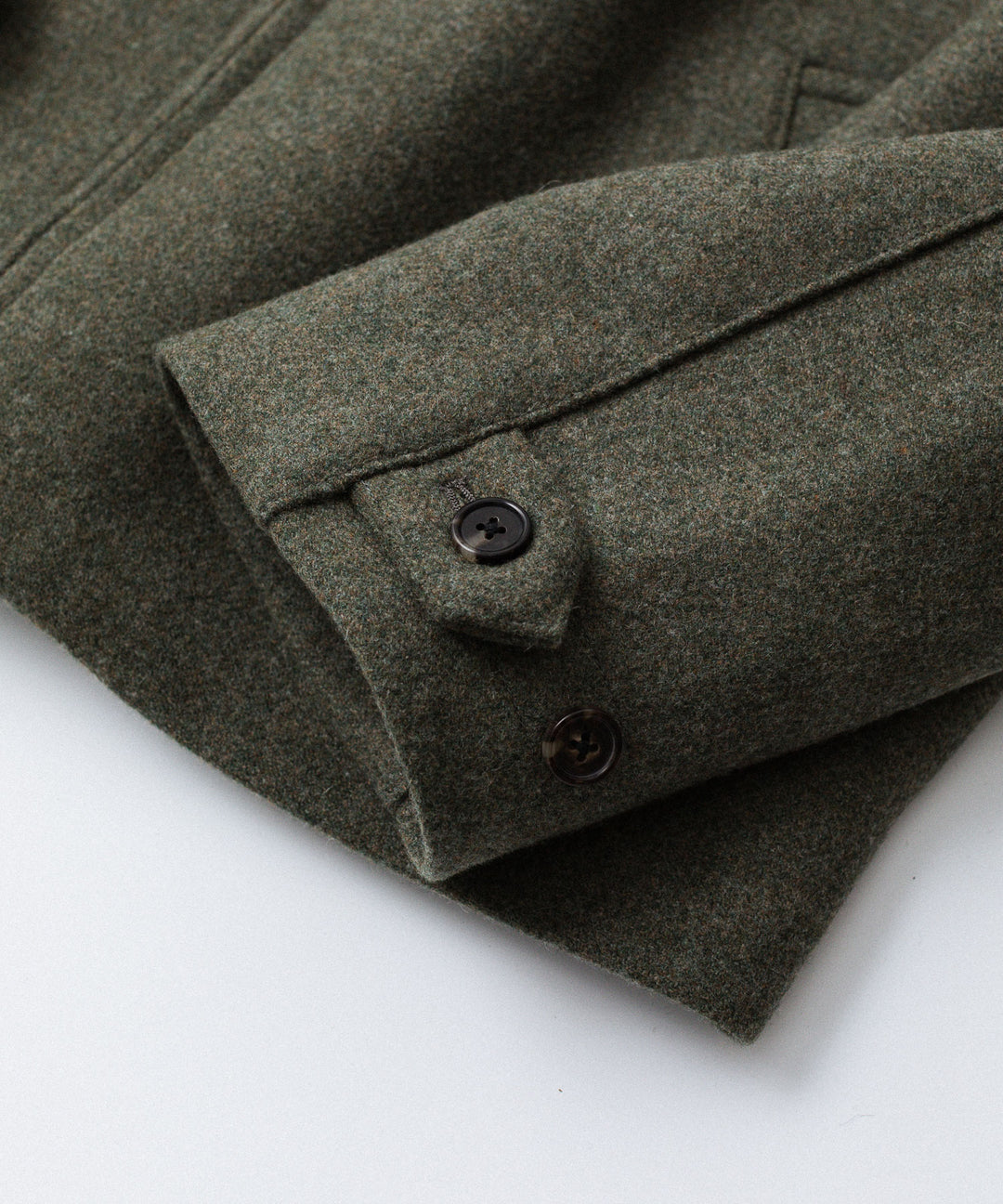 INTÉRIM - インテリムのHEAVY DOUBLE FACED MELANGE WOOL FELT DEAD STOCK LEATHER COLLAR HARRINGTON JACKETのSAGE公式通販サイトsession福岡セレクトショップ