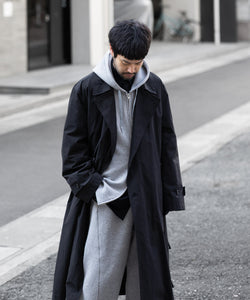 【ssstein】COTTON DOUBLE KNIT TUCKED ZIP HOODIE - TOP GREY