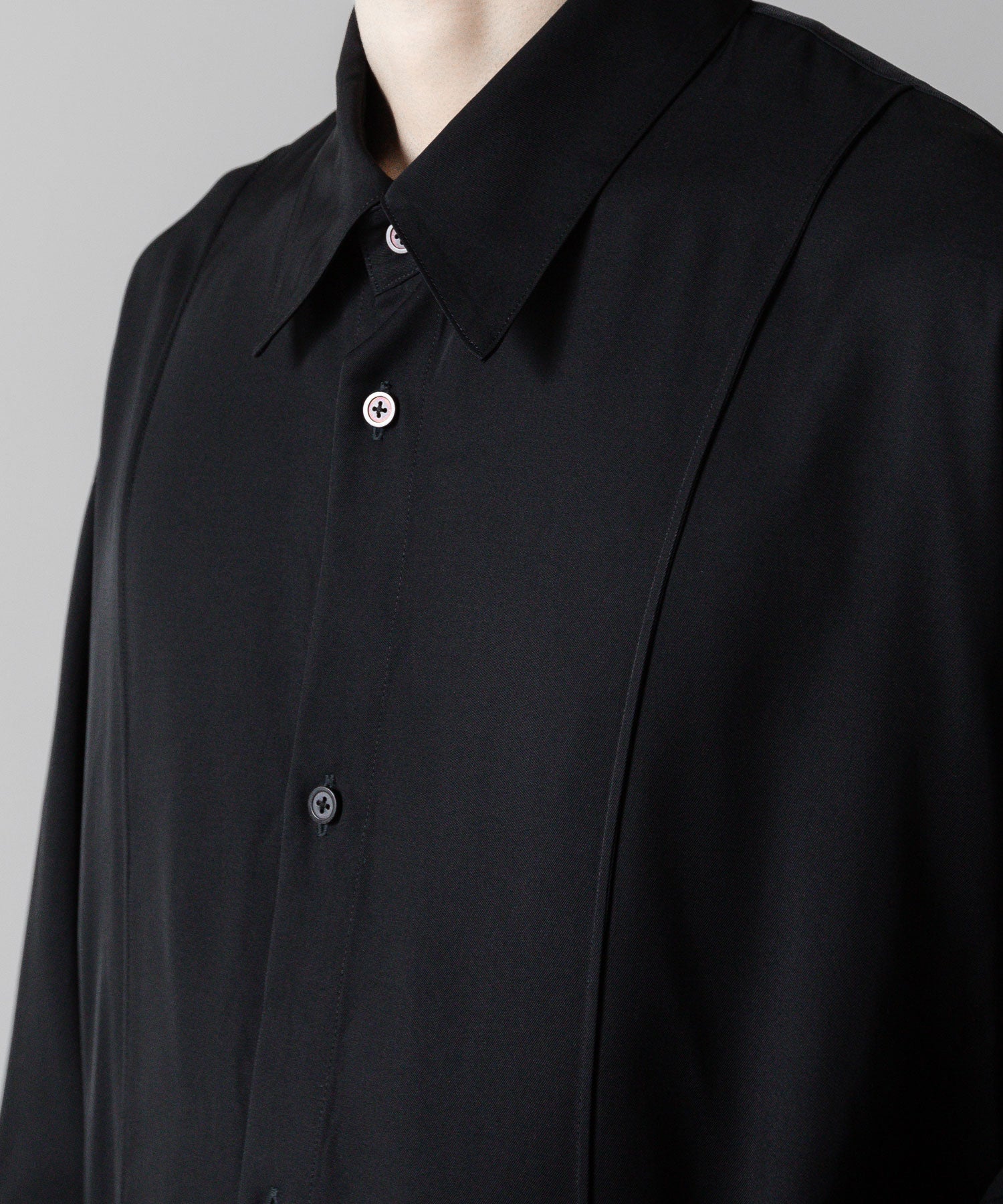  ANTHEM Aアンセムエー のVISCOSE TWILL SHAPE LINE SHIRT - BLACKの公式通販サイトsession福岡セレクトショップ