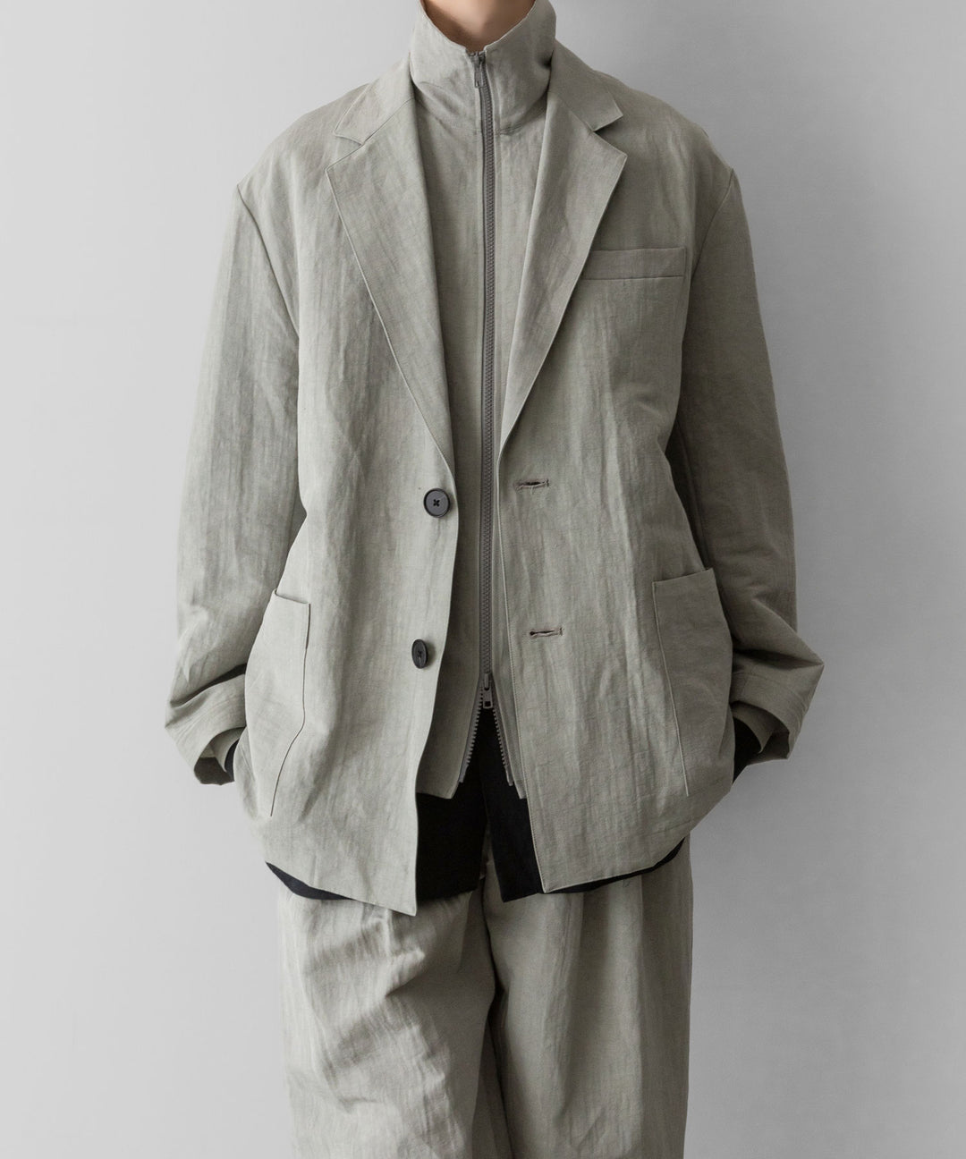 ssstein(シュタイン)のLI/NY POPLIN SINGLE BREASTED JACKET - BEIGE GREYの公式通販サイトsession福岡セレクトショップ
