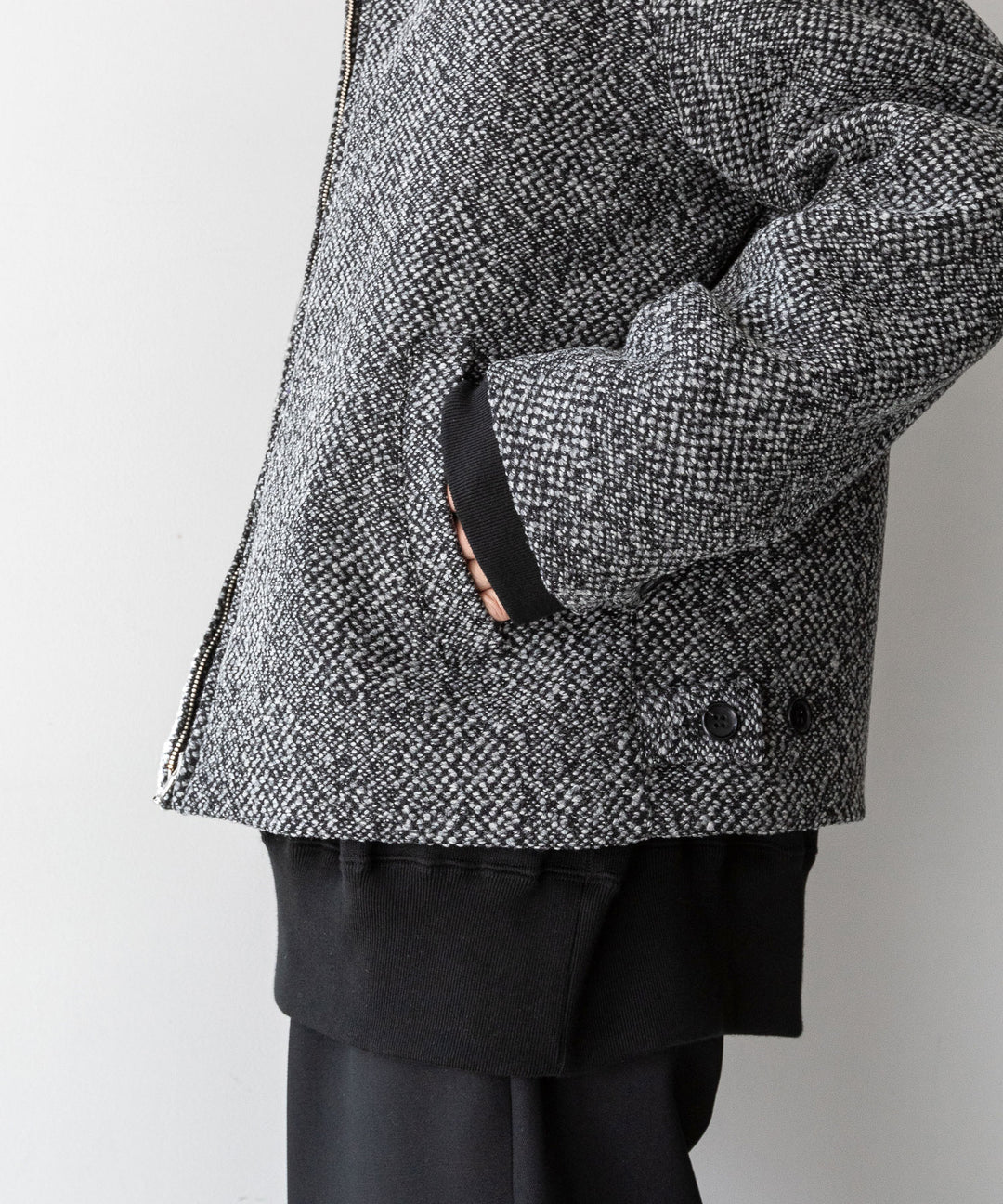INTÉRIM インテリム 23AW LIMITED BIG DOT DONEGAL HARRINGTON JACKET - GRAY DOTS sessionセッション福岡セレクトショップ 公式通販サイト