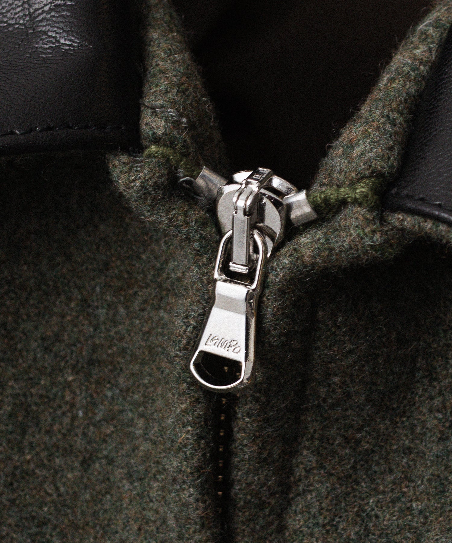 INTÉRIM - インテリムのHEAVY DOUBLE FACED MELANGE WOOL FELT DEAD STOCK LEATHER COLLAR HARRINGTON JACKETのSAGE公式通販サイトsession福岡セレクトショップ