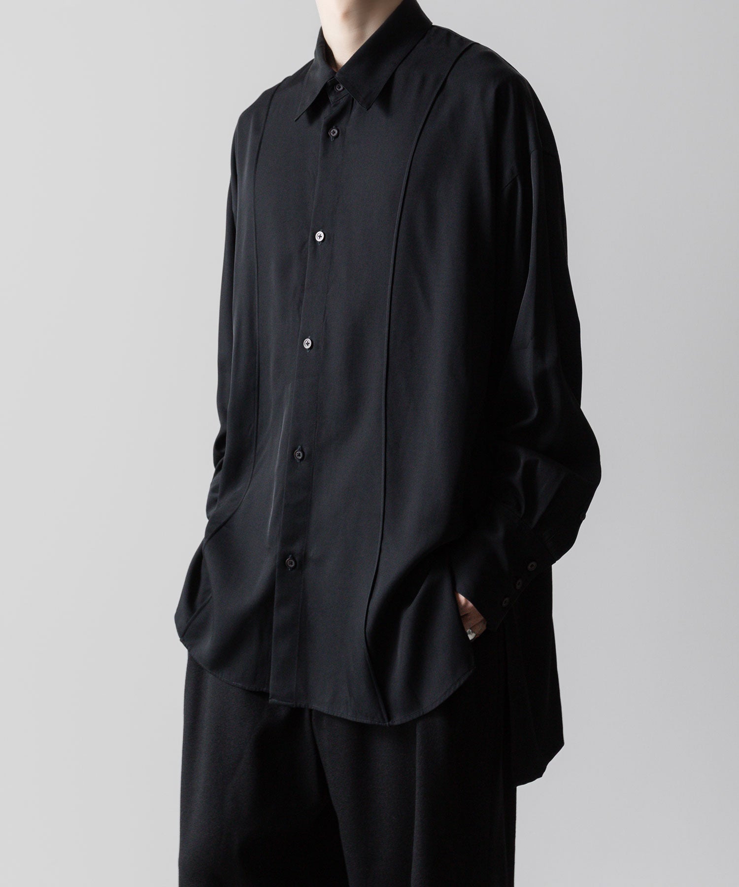  ANTHEM Aアンセムエー のVISCOSE TWILL SHAPE LINE SHIRT - BLACKの公式通販サイトsession福岡セレクトショップ