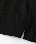 画像をギャラリービューアに読み込む, 【INTÉRIM】 HEAVY PURE WOOL NATTÉ WEAVE DEAD STOCK LEATHER COLLAR HARRINGTON JACKET - BLACK

