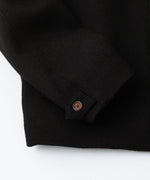 画像をギャラリービューアに読み込む, 【INTÉRIM】 HEAVY PURE WOOL NATTÉ WEAVE DEAD STOCK LEATHER COLLAR HARRINGTON JACKET - BLACK
