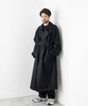 【stein】OVERESIZED DOUBLE BREASTED COAT - BLACK