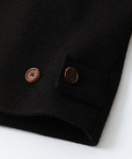 画像をギャラリービューアに読み込む, 【INTÉRIM】 HEAVY PURE WOOL NATTÉ WEAVE DEAD STOCK LEATHER COLLAR HARRINGTON JACKET - BLACK
