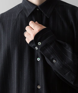 KANEMASA PHIL. カネマサフィルの36G IDEAL WOOL STRIPE SHIRT - BLACK SPの公式通販サイトsession福岡セレクトショップ