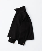 画像をギャラリービューアに読み込む, 【INTÉRIM】 HEAVY PURE WOOL NATTÉ WEAVE DEAD STOCK LEATHER COLLAR HARRINGTON JACKET - BLACK
