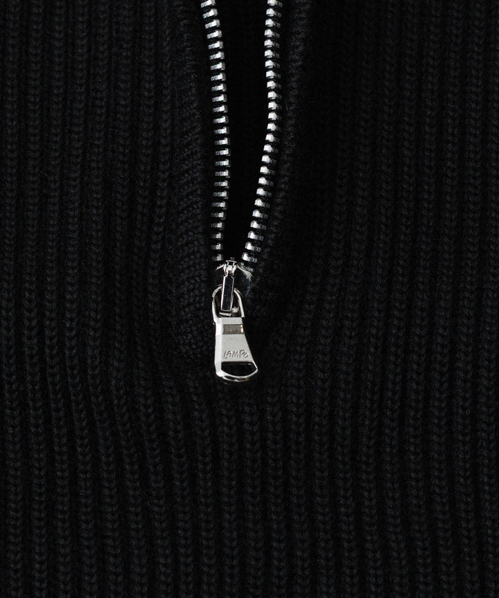 INTÉRIM - インテリムのWOOL SILK CASHMERE DEAD STOCK YARN DOUBLE RIB HALF ZIP KNITのBLACK公式通販サイトsession福岡セレクトショップ