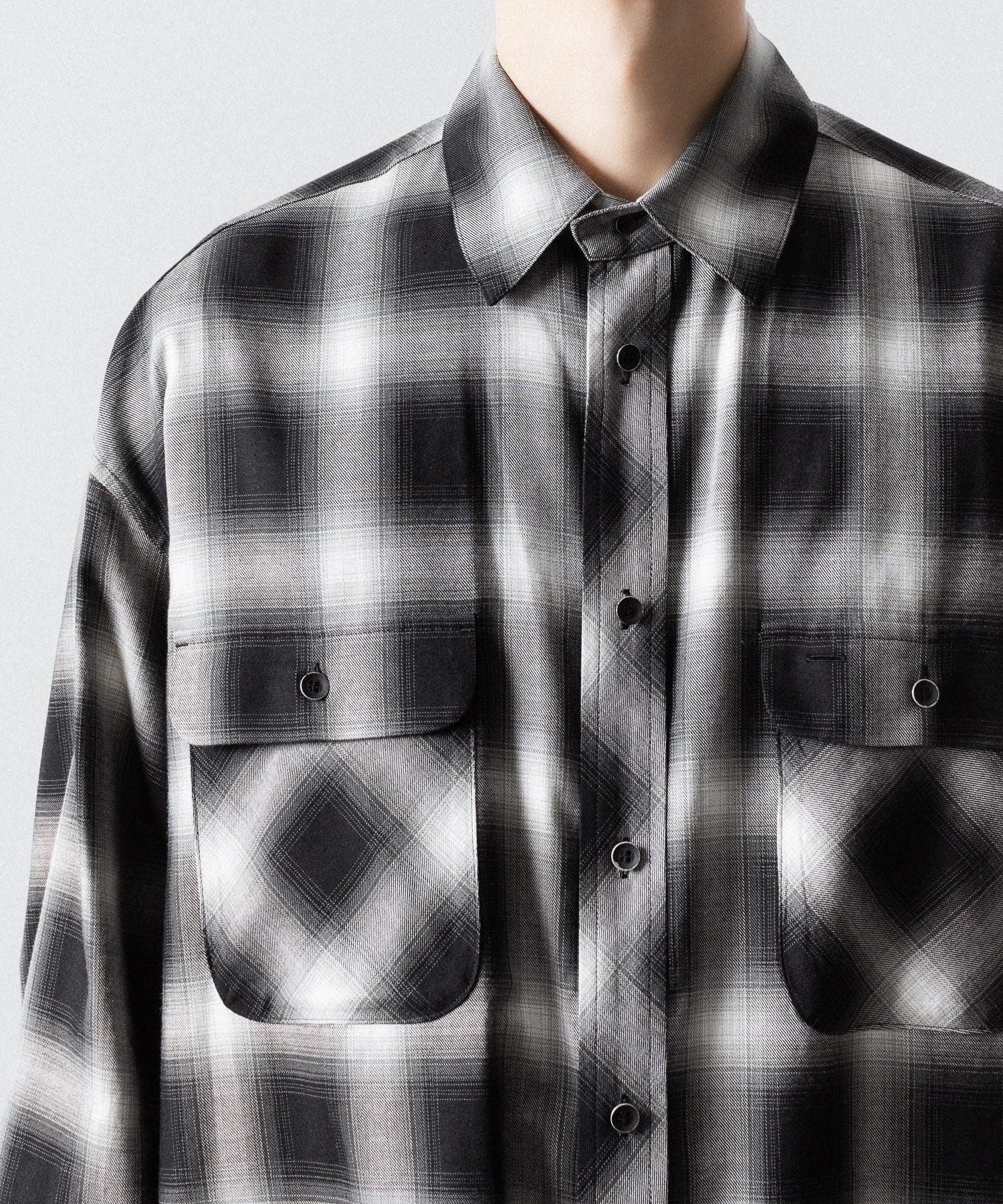 SUBLATIONS サブレーションズOMBRE CHECK RELAX FIT SHIRTのBLACK 公式通販サイトsession福岡セレクトショップ
