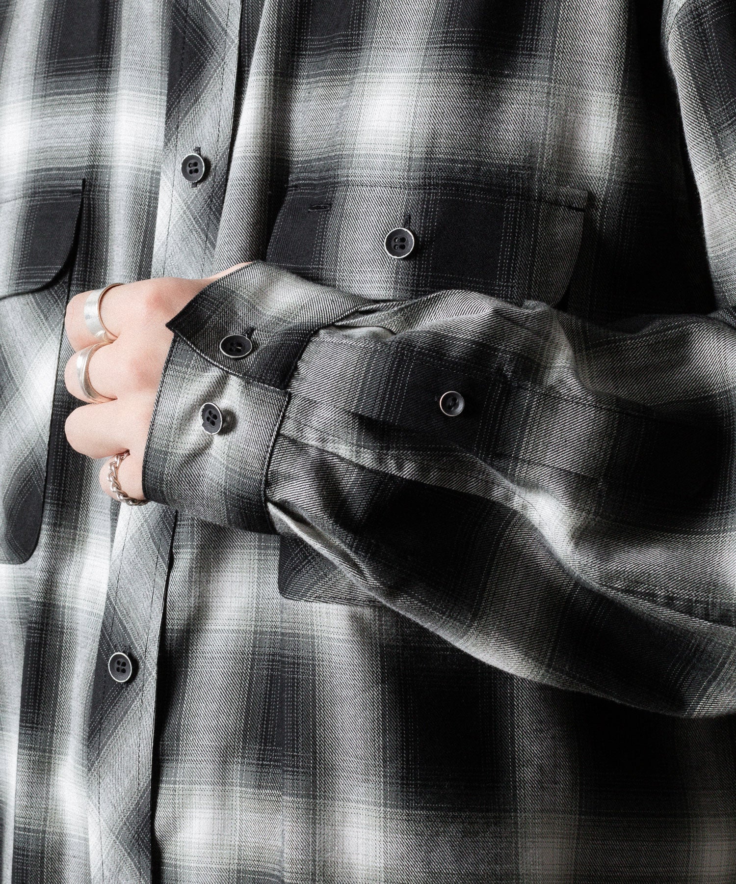 SUBLATIONS サブレーションズOMBRE CHECK RELAX FIT SHIRTのBLACK 公式通販サイトsession福岡セレクトショップ