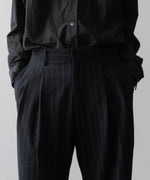 画像をギャラリービューアに読み込む, KANEMASA PHIL. カネマサフィルの36G WOOL STRIPE EASY TROUSERS - BLACK SPの公式通販サイトsession福岡セレクトショップ
