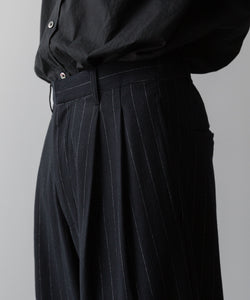 KANEMASA PHIL. カネマサフィルの36G WOOL STRIPE EASY TROUSERS - BLACK SPの公式通販サイトsession福岡セレクトショップ