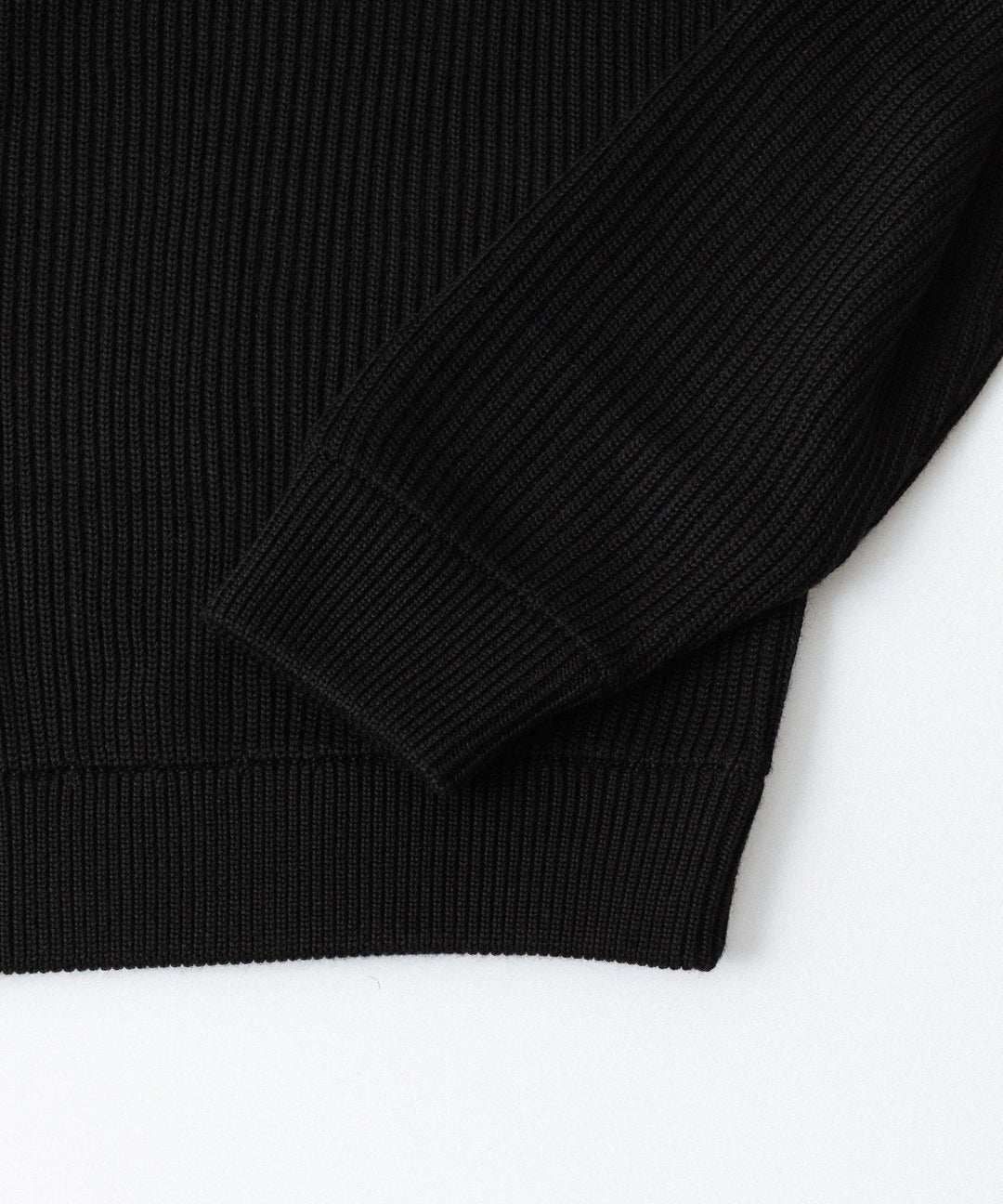 INTÉRIM - インテリムのWOOL SILK CASHMERE DEAD STOCK YARN DOUBLE RIB HALF ZIP KNITのBLACK公式通販サイトsession福岡セレクトショップ