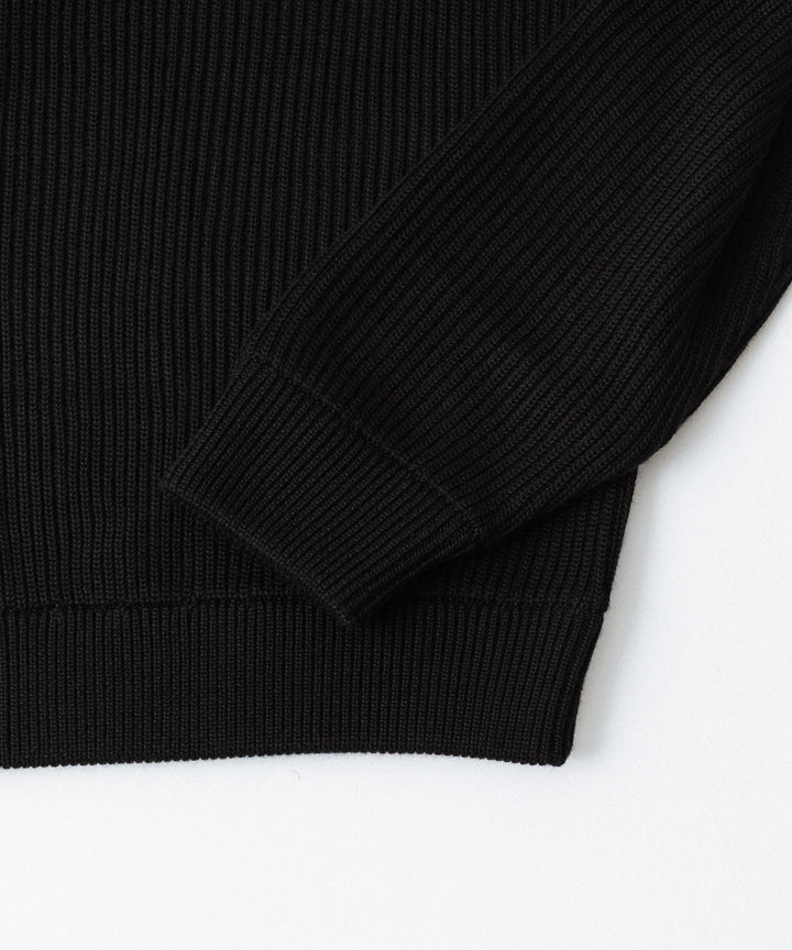 INTÉRIM - インテリムのWOOL SILK CASHMERE DEAD STOCK YARN DOUBLE RIB HALF ZIP KNITのBLACK公式通販サイトsession福岡セレクトショップ