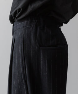 KANEMASA PHIL. カネマサフィルの36G WOOL STRIPE EASY TROUSERS - BLACK SPの公式通販サイトsession福岡セレクトショップ