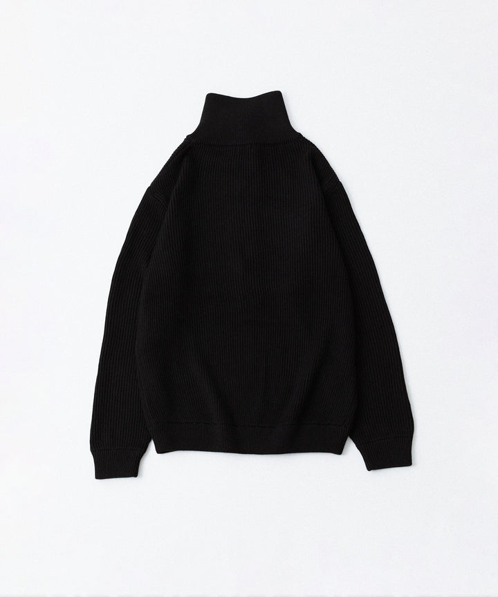INTÉRIM - インテリムのWOOL SILK CASHMERE DEAD STOCK YARN DOUBLE RIB HALF ZIP KNITのBLACK公式通販サイトsession福岡セレクトショップ
