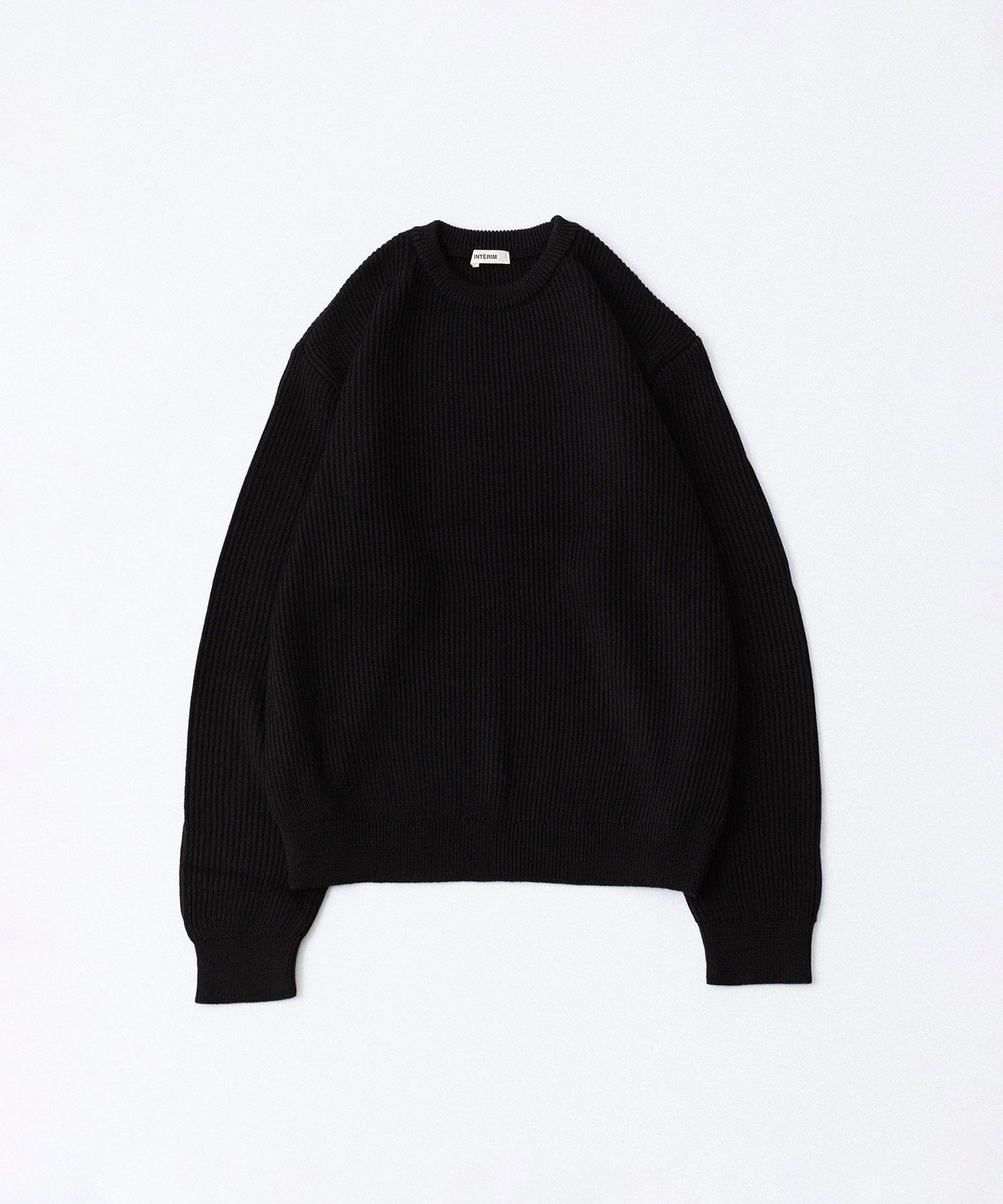 INTÉRIM - インテリムのWOOL SILK CASHMERE DEAD STOCK YARN DOUBLE RIB CREW SWEATERのBLACK公式通販サイトsession福岡セレクトショップ