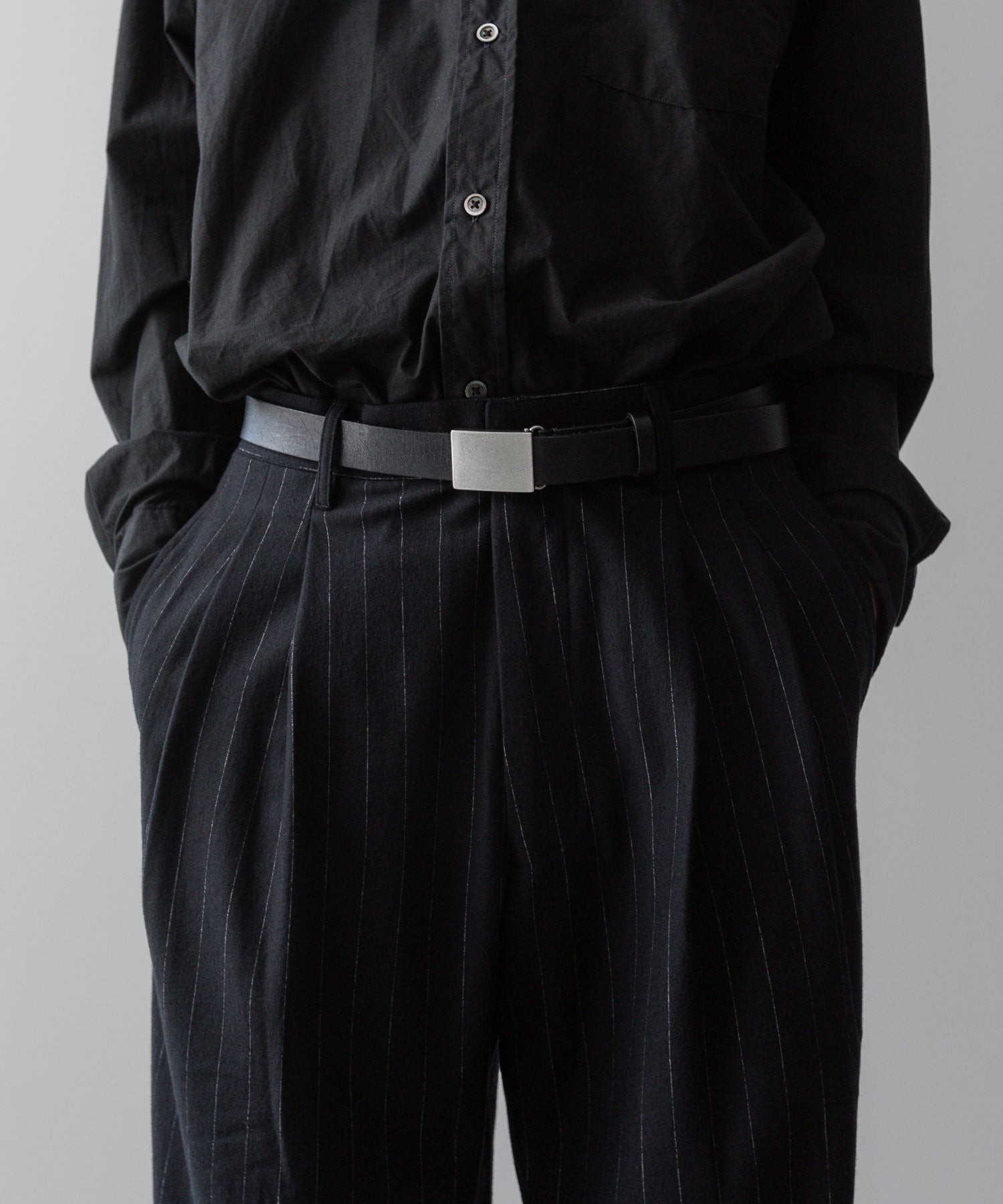 KANEMASA PHIL. カネマサフィルの36G WOOL STRIPE EASY TROUSERS - BLACK SPの公式通販サイトsession福岡セレクトショップ