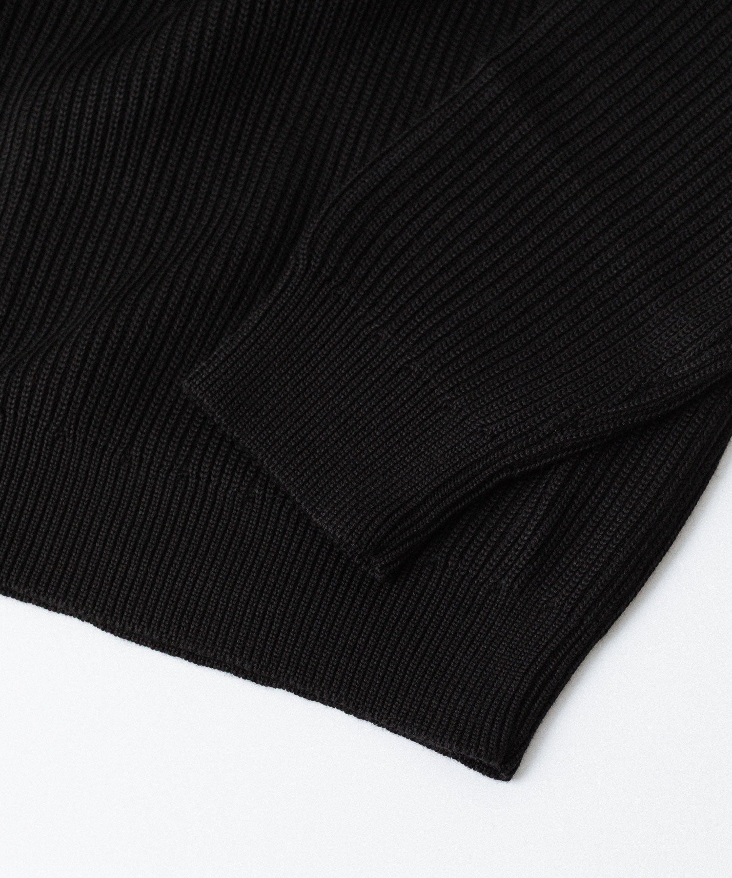 INTÉRIM - インテリムのWOOL SILK CASHMERE DEAD STOCK YARN DOUBLE RIB CREW SWEATERのBLACK