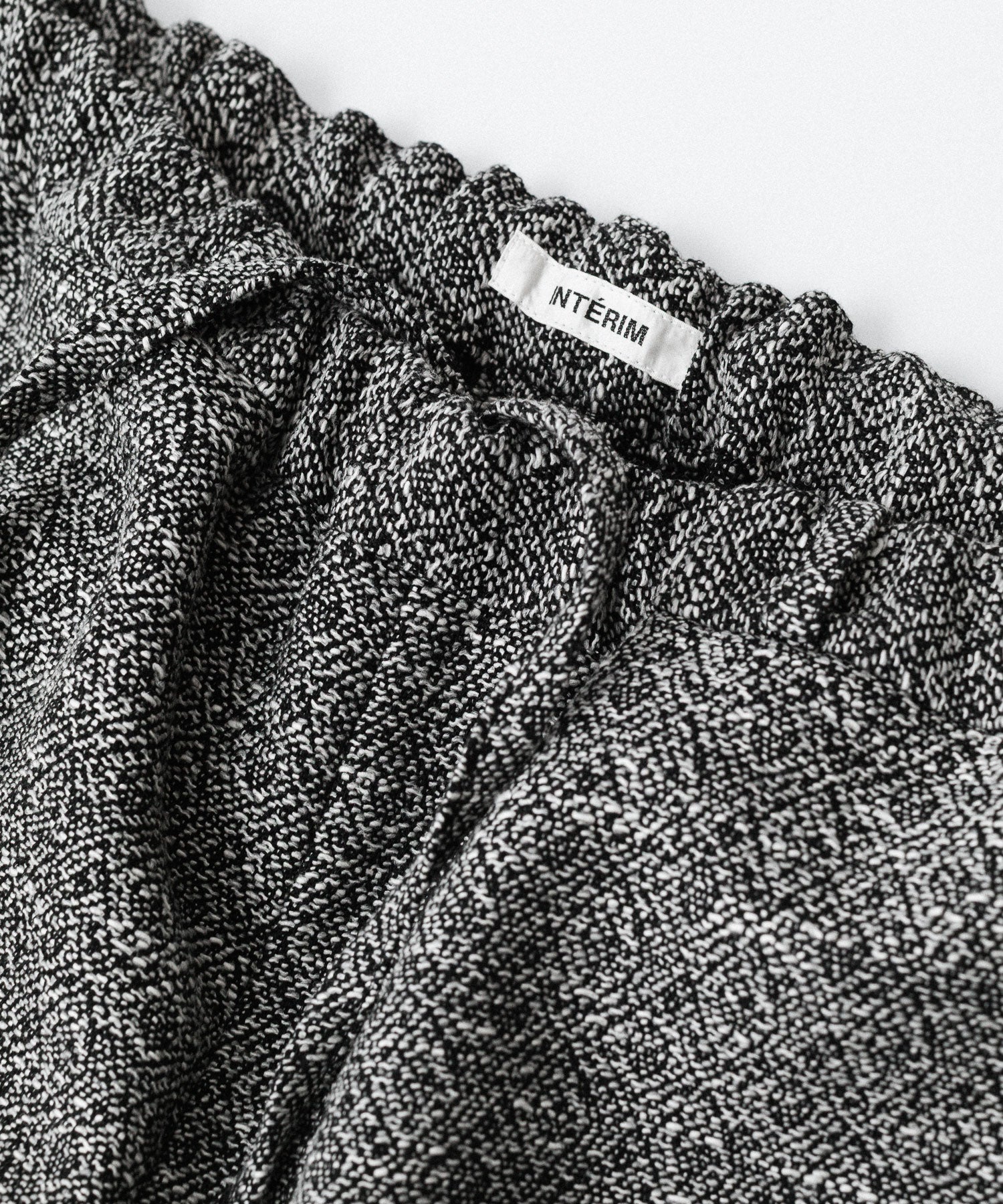 【INTÉRIM】    DOUBLE SIDED JACQUARD TWEED DEAD STOCK WIDE DRESS EASY PANTS - BLACK