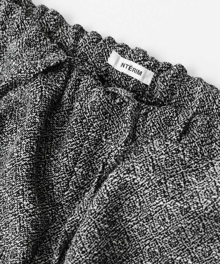 【INTÉRIM】    DOUBLE SIDED JACQUARD TWEED DEAD STOCK WIDE DRESS EASY PANTS - BLACK
