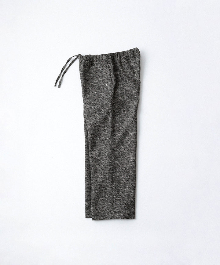INTÉRIM - インテリムのDOUBLE SIDED JACQUARD TWEED DEAD STOCK WIDE DRESS EASY PANTSのBLACK