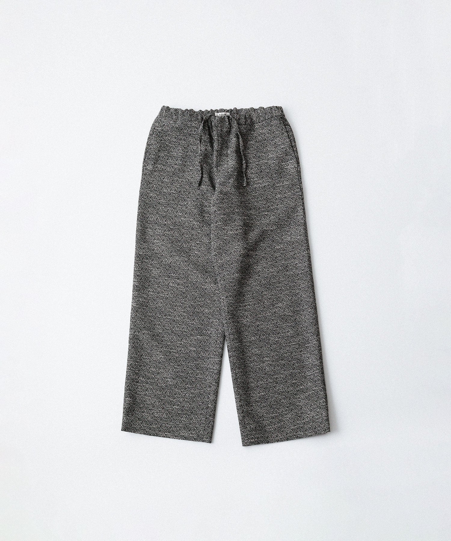 INTÉRIM - インテリムのDOUBLE SIDED JACQUARD TWEED DEAD STOCK WIDE DRESS EASY PANTSのBLACK