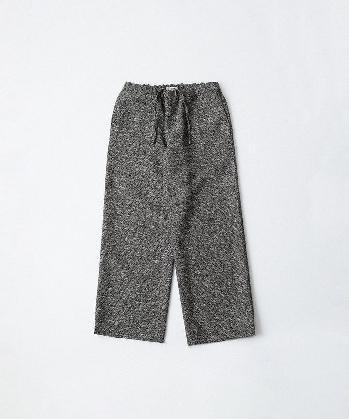 INTÉRIM - インテリムのDOUBLE SIDED JACQUARD TWEED DEAD STOCK WIDE DRESS EASY PANTSのBLACK