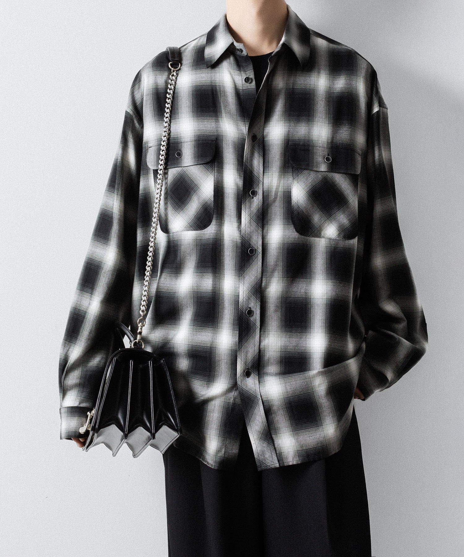 SUBLATIONS サブレーションズOMBRE CHECK RELAX FIT SHIRTのBLACK 公式通販サイトsession福岡セレクトショップ