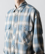 画像をギャラリービューアに読み込む, SUBLATIONS サブレーションズOMBRE CHECK RELAX FIT SHIRTの SAX BLUE 公式通販サイトsession福岡セレクトショップ 
