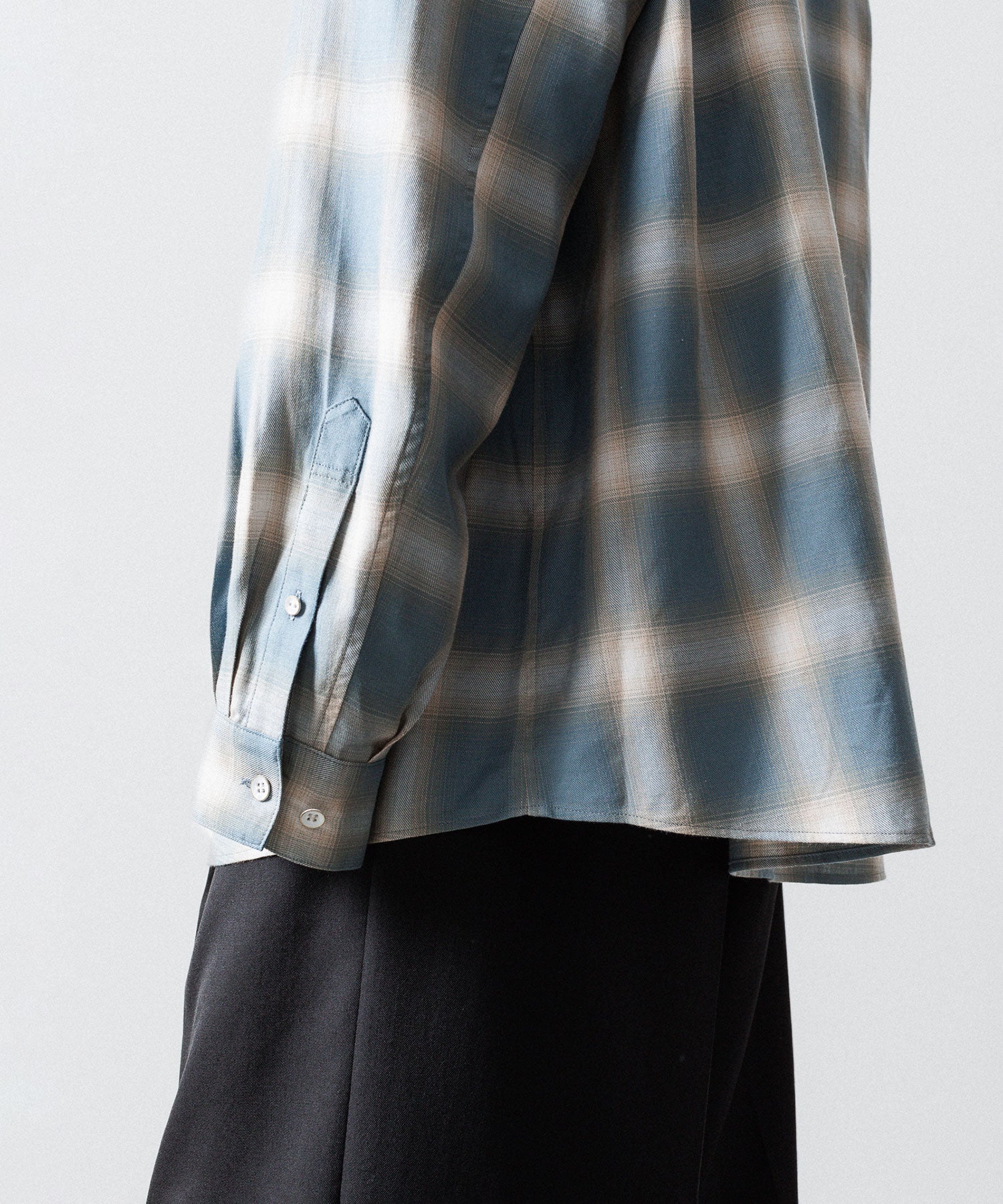 SUBLATIONS サブレーションズOMBRE CHECK RELAX FIT SHIRTの SAX BLUE 公式通販サイトsession福岡セレクトショップ 
